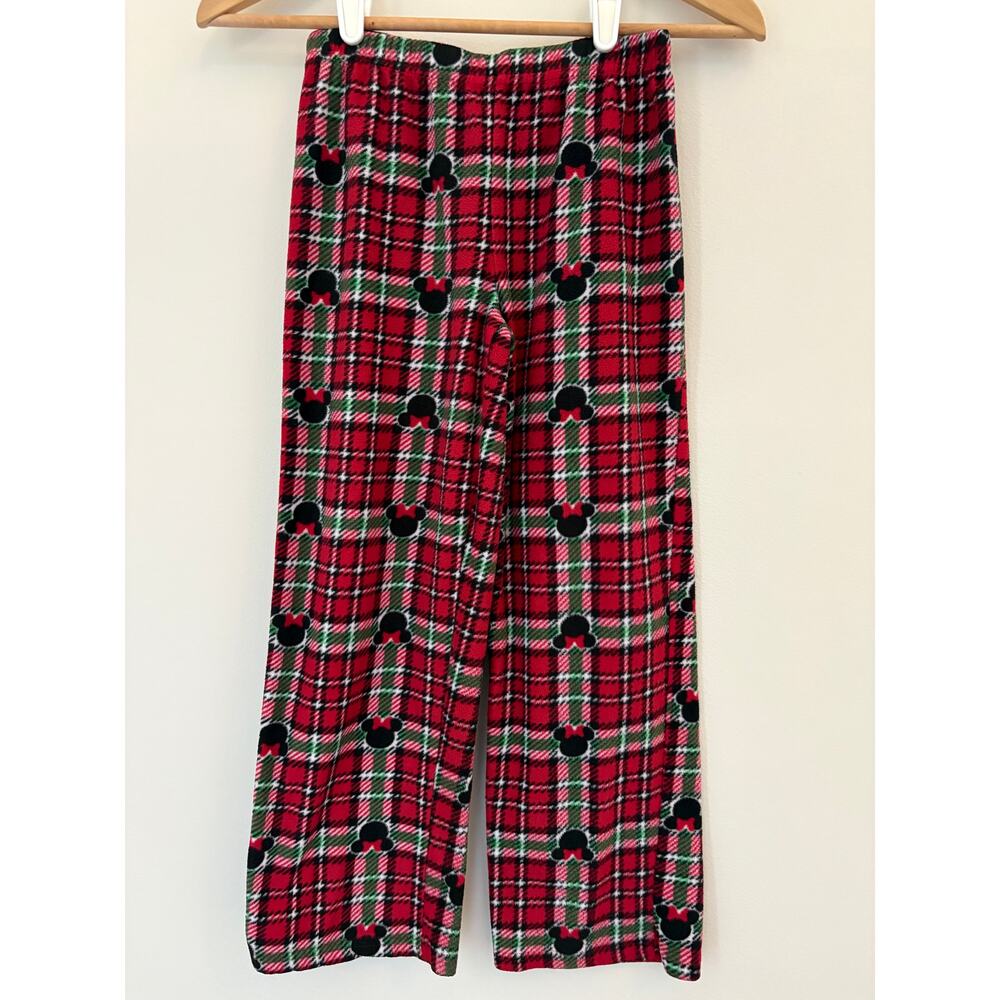 Minnie Mouse Girls Plaid Fleece Christmas Pajama Pants, Size 8